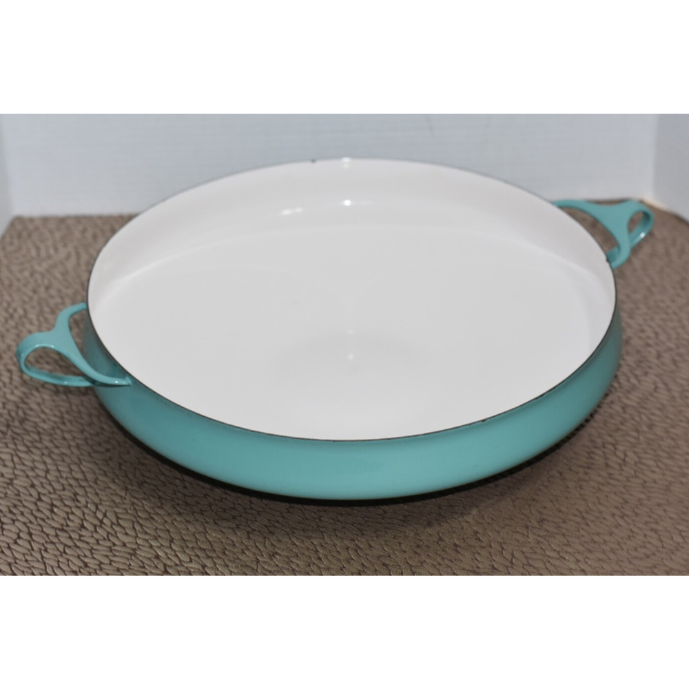 17" Turquoise Dansk Paella Pan w/Four Ducks Logo 1950 Kobenstyle Jens Quistgaard